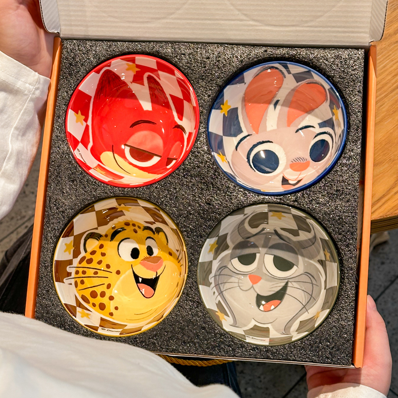 Disney Zootopia Underglaze Children's Tableware Gift Box High-Value Rice Bowl Christmas Birthday Gift