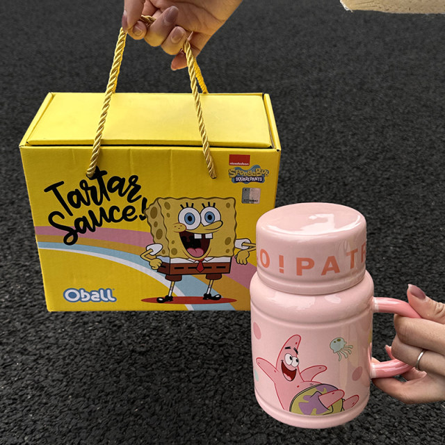 Cute Spongebob Pie Big Star Kettle Children's Ceramic Mug Girl Best Friend Birthday Gift Cup Practical Cup