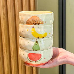 Cute Fruit Croissant Tableware 2025 New Ceramic Rice Bowl Personal Rice Bowl Household Children's Yogurt Bowl