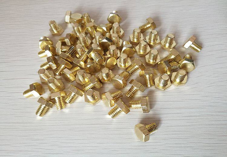H62 cut edge brass Outer hexagonal screw bolt copper-made machine tooth flat tail screw stud M6X8 10-80 non-mark