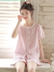 2025 New Summer Women's Pajamas Short-Sleeved Shorts French Pure Cotton Gauze Large Size Home Wear Set That Can Be Worn Outside
