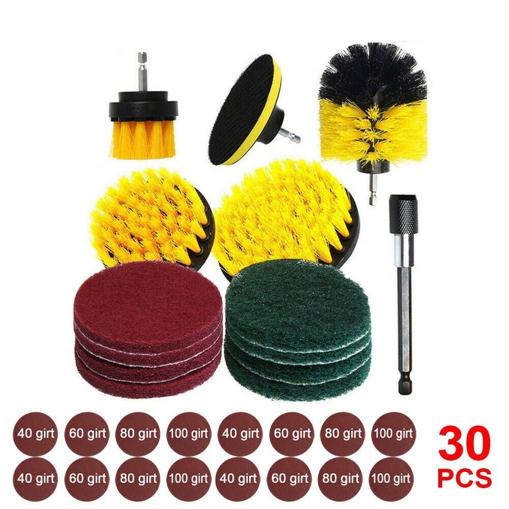 Electric cleaning brush suit 30 pieces of covered brush Baise cloth sandpaper combined cleaning polished and polished domestic brush