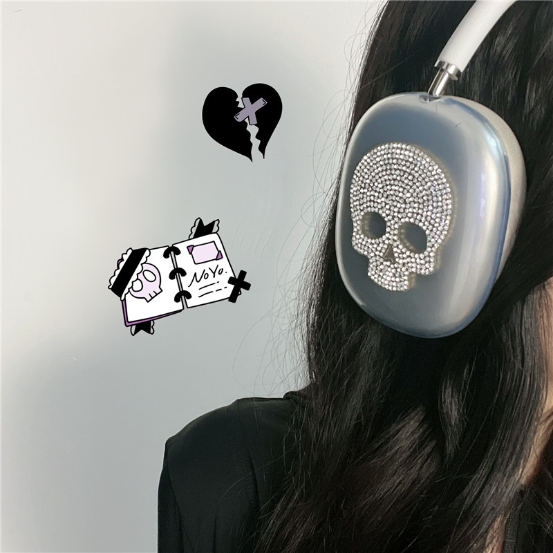 Sparkling Diamond Skull Suitable for Apple AirPods Max Headphone Case Wireless Bluetooth DIY Protective Cover 003