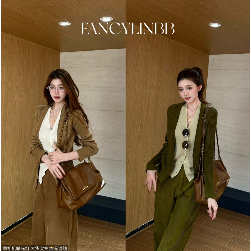 【Execution】Lin Beibei·Simple and Elegant! Korean-Style Color-Blocking Vertical Ribbed Slimming Two-Piece Faux Knit Sweater 【Execution】Lin Beibei·Simple and Elegant! Korean-Style Color-Blocking Vertical Ribbed Slimming Two-Piece Faux Knit Sweater