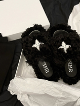 OMG is so beautiful the X SMFK slipper female outside wearing a thick base wool cross fur sandals flat bottom