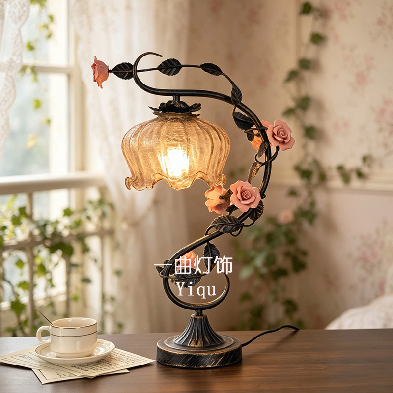 French Retro Table Lamp, Bedroom Bedside Lamp, Medieval Pastoral Style Soft Decoration Atmosphere Lamp, Living Room Study Decoration Night Light French Retro Table Lamp, Bedroom Bedside Lamp, Medieval Pastoral Style Soft Decoration Atmosphere Lamp, Living Room Study Decoration Night Light