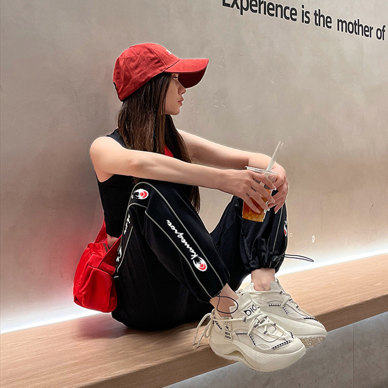 New Champion Jogger Sweatpants with Logo for Women and Couples, Trendy Casual Long Pants for Men, Loose Versatile Sports Wide-Leg Pants