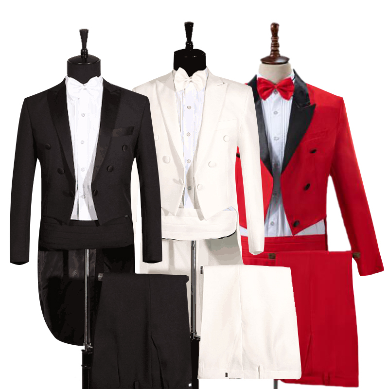 Men's Tuxedo Suit New Four-Piece Set Stage Chorus Performance Costume Host Magician Performance Costume