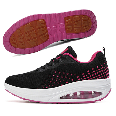 Women's Fitness Shoes with Rubber Soles, All-Season Rocking Shoes, Mesh Running Shoes, Casual Sports Shoes, Breathable White Travel Shoes