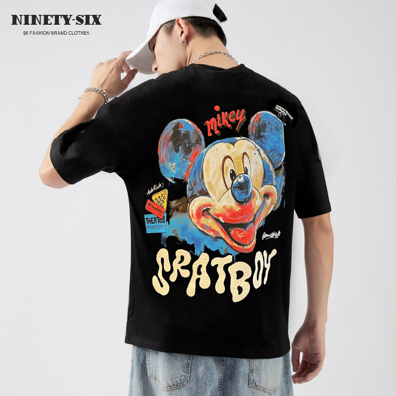 Cartoon Mickey Pattern Printed Short-Sleeved T-Shirt for Men 2026 New Summer Mickey Mouse Pure Cotton Half-Sleeved Clothing Trendy Cartoon Mickey Pattern Printed Short-Sleeved T-Shirt for Men 2026 New Summer Mickey Mouse Pure Cotton Half-Sleeved Clothing Trendy