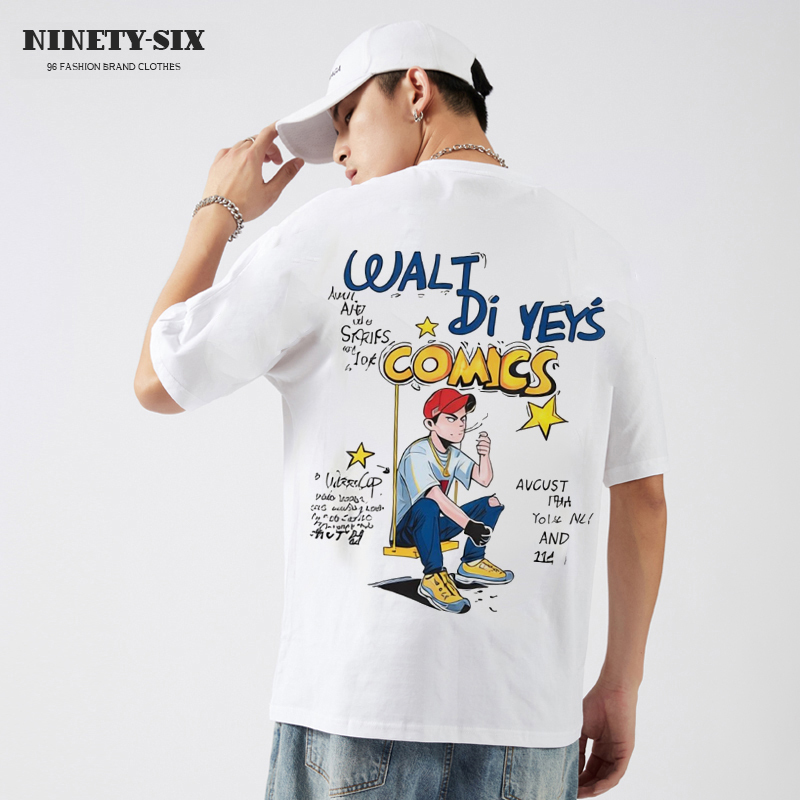 American Cartoon Character Printed Short-Sleeved T-Shirt for Men, Summer 2026 New Style, Pure Cotton Half-Sleeve Shirt, Trendy Brand