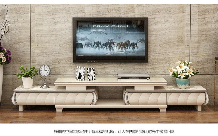 TV tủ bàn cà phê kết hợp gói sơn tối giản hiện đại căn hộ nhỏ phòng khách quầy kính bằng đá cẩm thạch có thể thu - Buồng