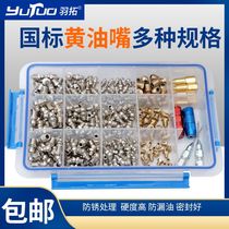 Plume Butter Mouth M6M8M10 Pure Copper Recessed Butter Mouth Yellow Oil Gun Accessories Car National Pointed Custard Oil nozzle