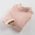 Cô gái cộng với áo nhung nhung Trẻ em nữ kho báu cổ cao màu trắng phiên bản Hàn Quốc ấm áp của áo cotton dày màu đen và áo thun mùa đông áo phông cộc tay bé gái Áo thun