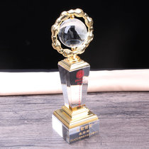 Trophy crystal custom custom creative high-grade embroidery semi-permanent champion annual meeting award souvenir lettering metal