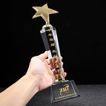 Crystal trophy medal custom metal star custom glass creative high-grade color embroidery champion plated color base