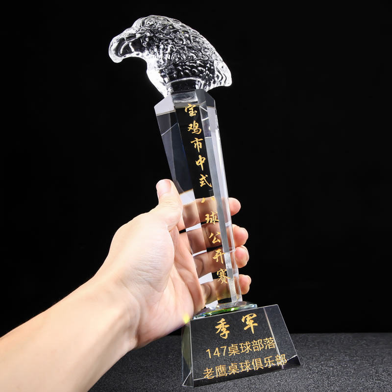 Crystal trophy medal custom-made glass creative high-end eagle embroidery champion lettering plated color base