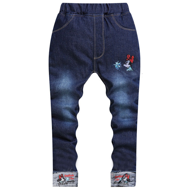 Cô gái cộng với quần nhung dày denim mùa đông trẻ em quần ấm trẻ em Mặc quần dài trẻ em cotton dài thủy triều cửa hàng quần áo trẻ em