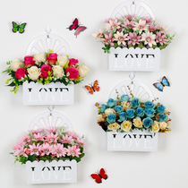 Simulation fake flower silk bouquet wall hanging flower fence set Indoor living room wall decoration floral hanging basket flower ornaments