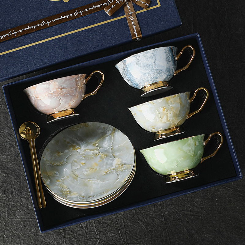 Bone China Coffee Cup Set, High-End, Exquisite, Light Luxury, High-End Feel, Good-Looking, Niche British Afternoon Tea Set Gift Box
