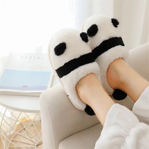 Cute Waterproof Cotton Slippers Female Winter Cartoon Panda Bag Heel Slippers Home Home Indoor Warm Household Fur Shoes