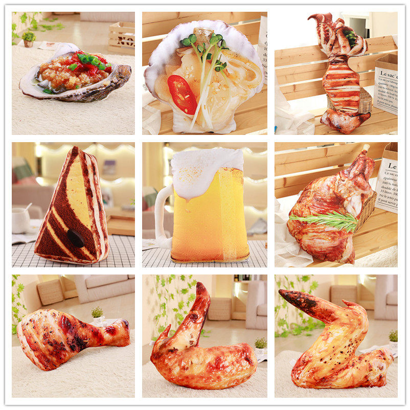 Shake Soundnet Red Emulation Seafood Barbecue Hug Pillow Beer Fried Chicken Raw Oyster Chicken Leg Food Cushions Pillow to Blame Gifts