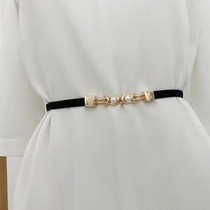Black elastic small belt thin elastic decorative dress shirt fashionable temperament buckle belt for women