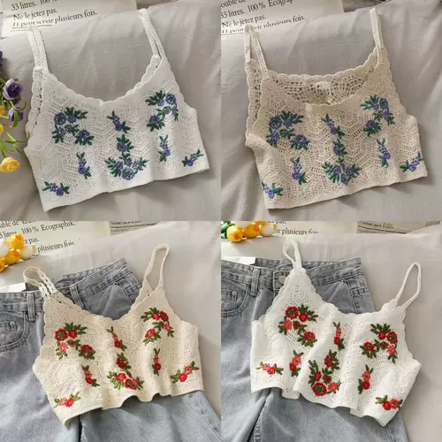 Летняя короткая майка, базовый жилет, с вышивкой, для маленькой груди, по фигуре, свободный крой