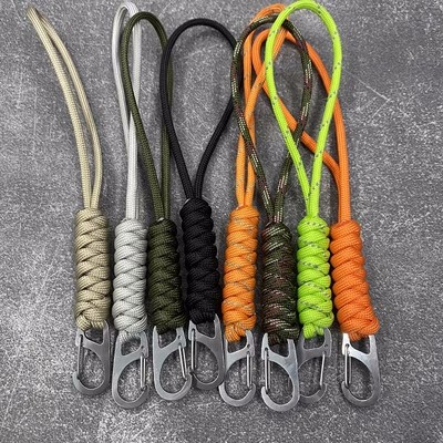 Hand-Woven Creative Paracord Stainless Steel Keychain Anti-Lost Rope Key Chain Edc Mountaineering Backpack Hook