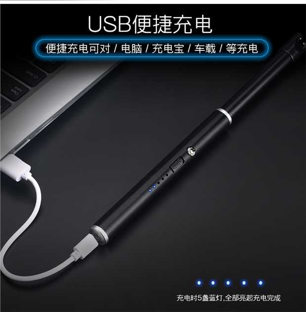 Xung hồ quang đánh lửa USB sạc nhẹ sáng tạo dài đánh lửa bếp lò đánh lửa chống gió cái bật lửa