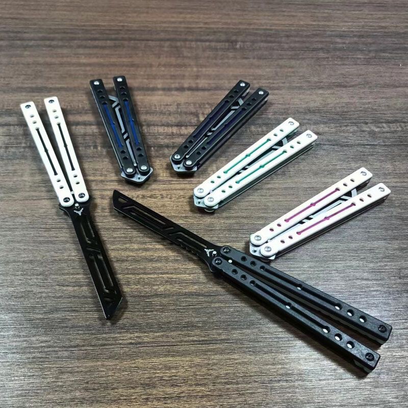 Yy Steel Nautilus Butterfly Knife with Luminous Weighted Practice Blade, Training Knife with Internal Diagnostic Patch, Fancy High Aesthetic Value, Unsharpened