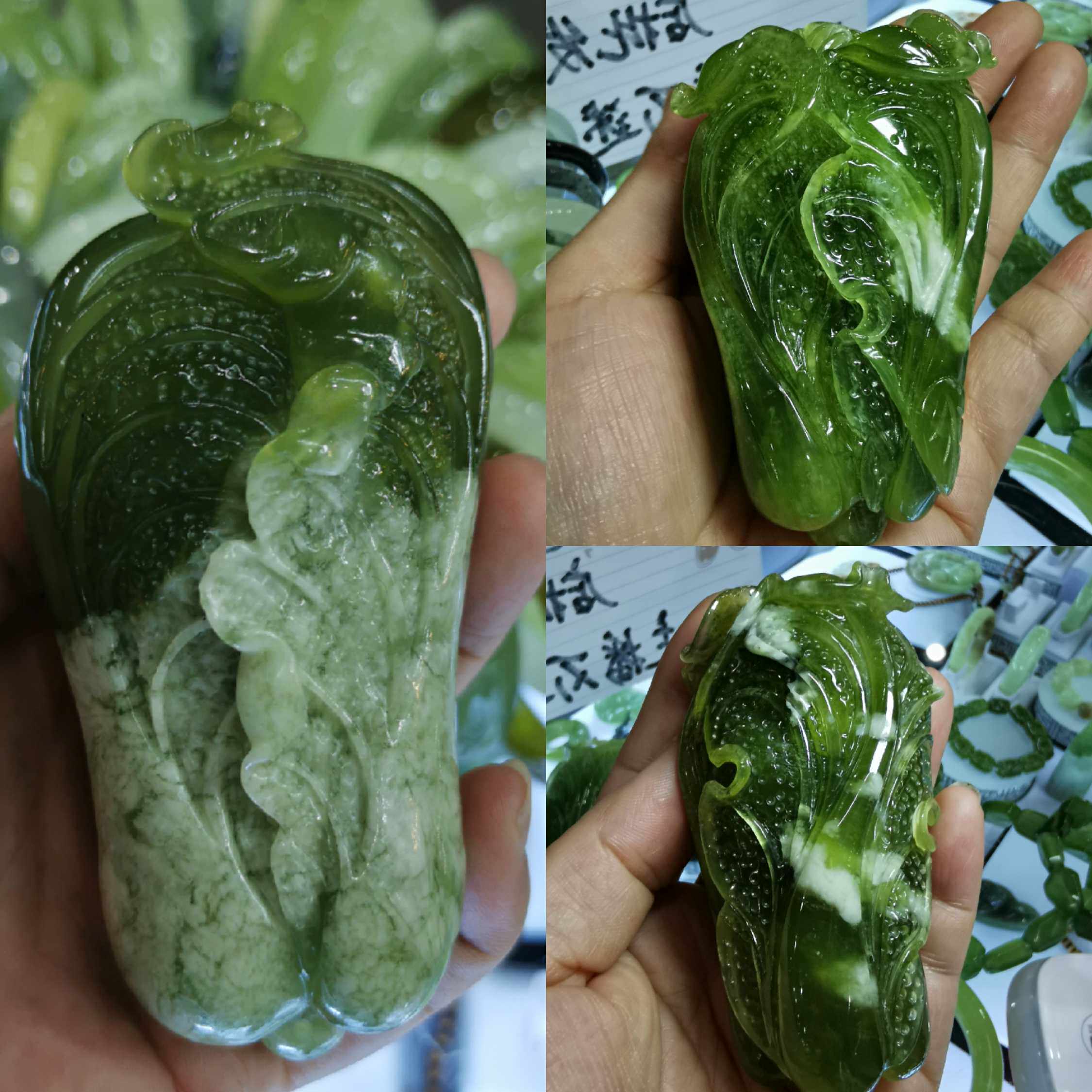 The jade hand made the piece of cabbage jade cabbage jade handlebar pieces of cabbage to adorned with a small swing piece for a tea darling