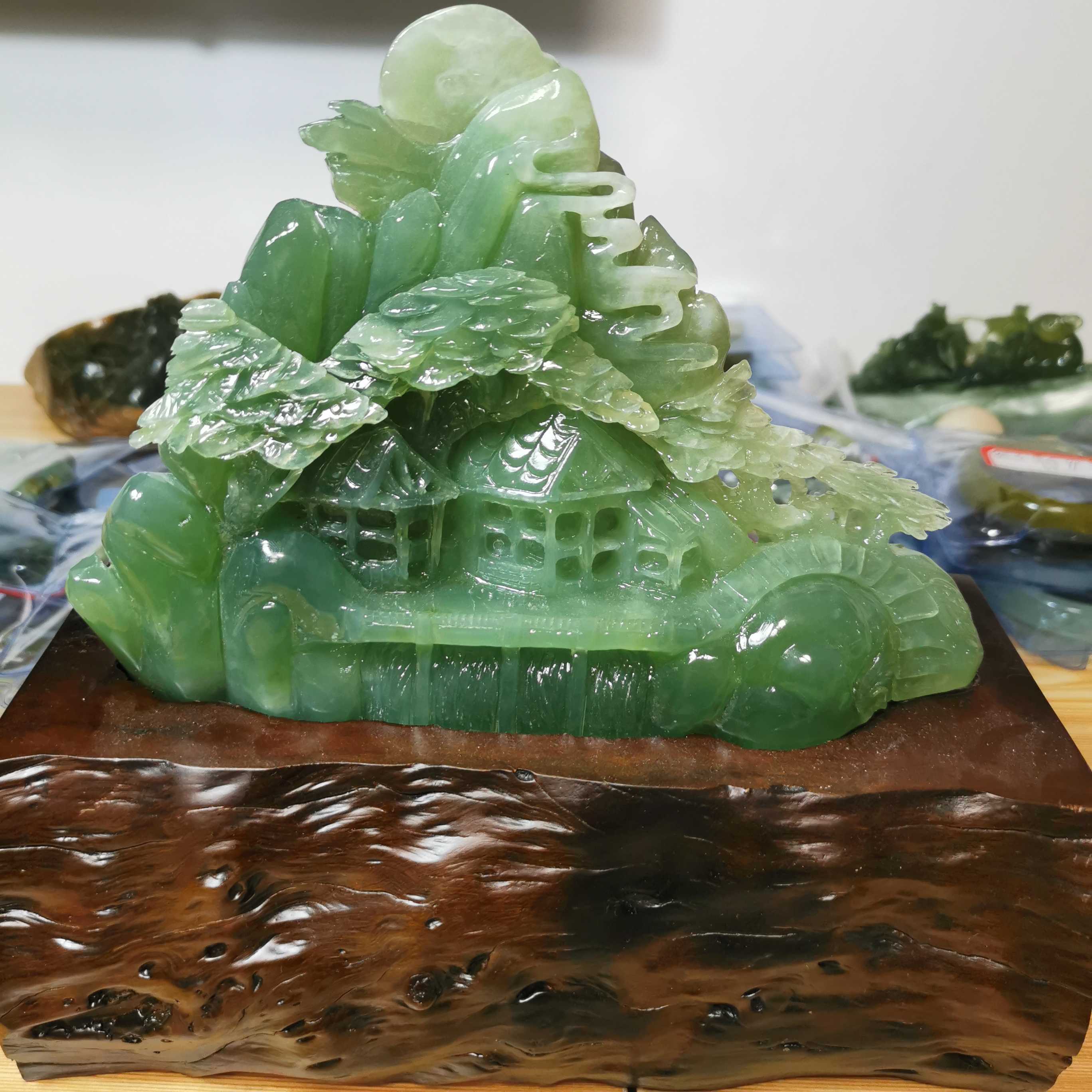 Stone Come Luck Jade Pendulum Decorated Living Room Natural jade Jade Pendulum Pieces Original Stone Jade Sculpture Pendulum townhouse Furnishing Gift