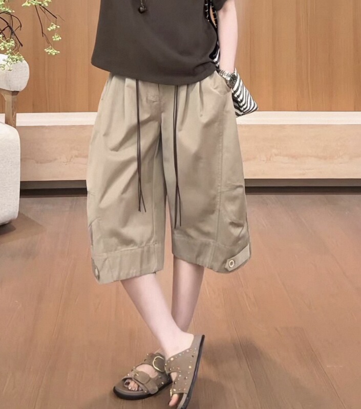 58485 New Summer Style Elastic Waist Drawstring 7-Point Balloon Pants 58485 New Summer Style Elastic Waist Drawstring 7-Point Balloon Pants
