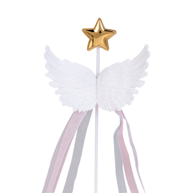 Feather angel wings cake decoration plug-in pentagram tassel birthday cake card insert flag accessories dessert table