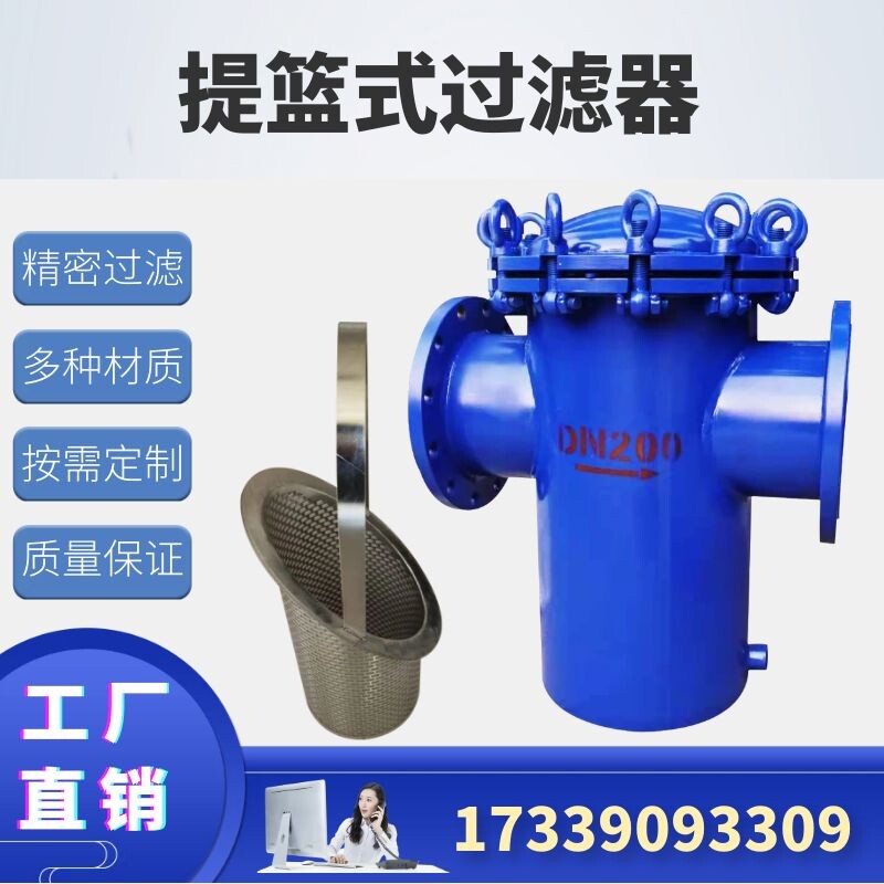 Basket type filter 304 316L stainless steel lifting blue style filter Quick opening straight-through sewage pipe defilers