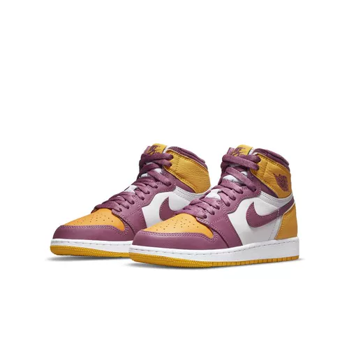 Air Jordan 1 Retro High AJ1 White Purple Yellow Brotherhood High Top Basketball Shoes 575441-706