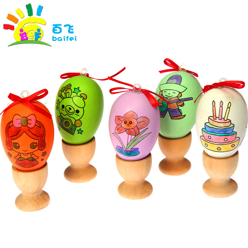 Easter Eggs Children Diy Hand Painting Painted material Cartoon with patterned Toy Egg Emulation Plastic Eggs