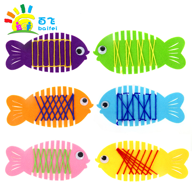 Kindergarten Play Teaching Aids Active Area Area Corner Tangle Fish Threading Homemade Handmade Game Puzzle Winding Fish material