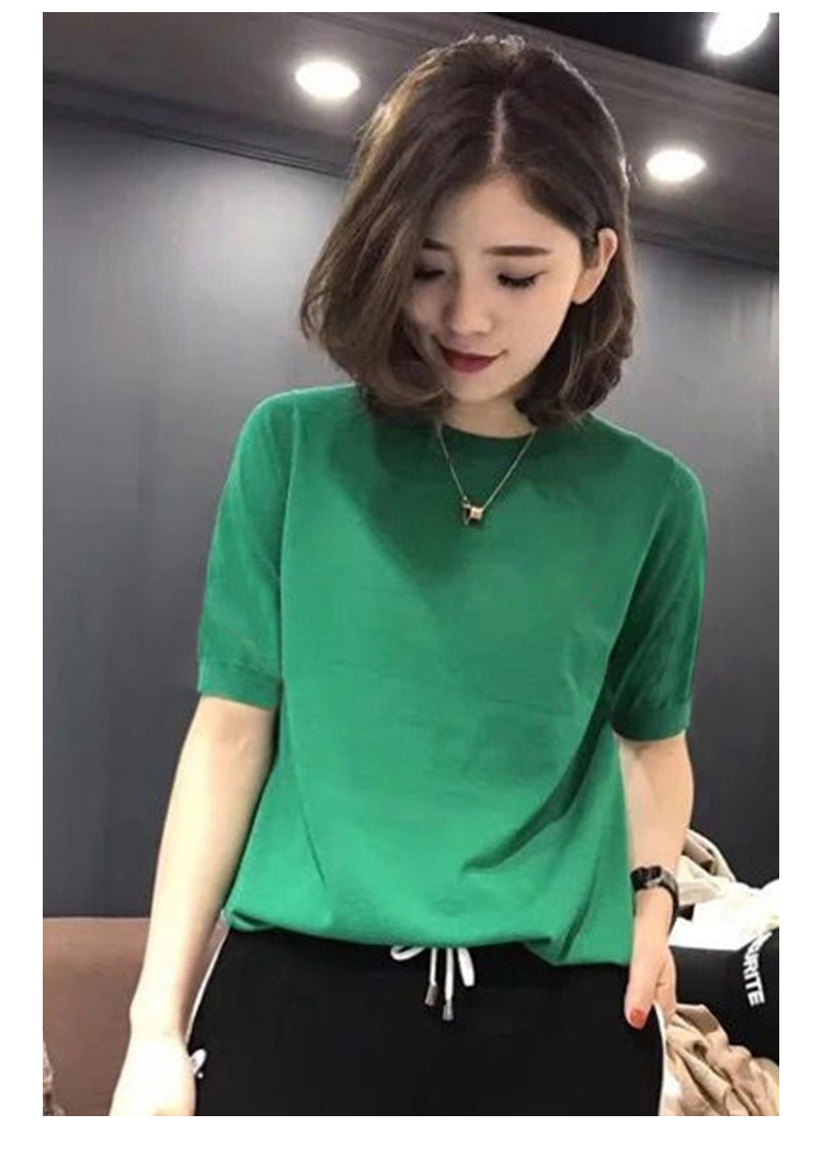 Áo sơ mi nữ họa tiết mùa thu 2018 mới nửa cổ cao tay áo năm điểm áo len mỏng phần áo thun rộng tay áo thiết kế thời trang nữ