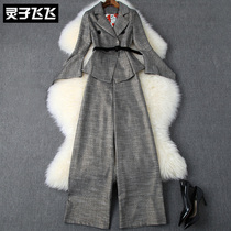 Early fall Ocean Fashion Temperament Professional Horn Sleeves Suit West Suit Pendant Sensant Pants Two Suit Women