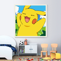 Childrens diy digital oil painting diy filling color painting animation cartoon handmade painting animal painting Pikachu