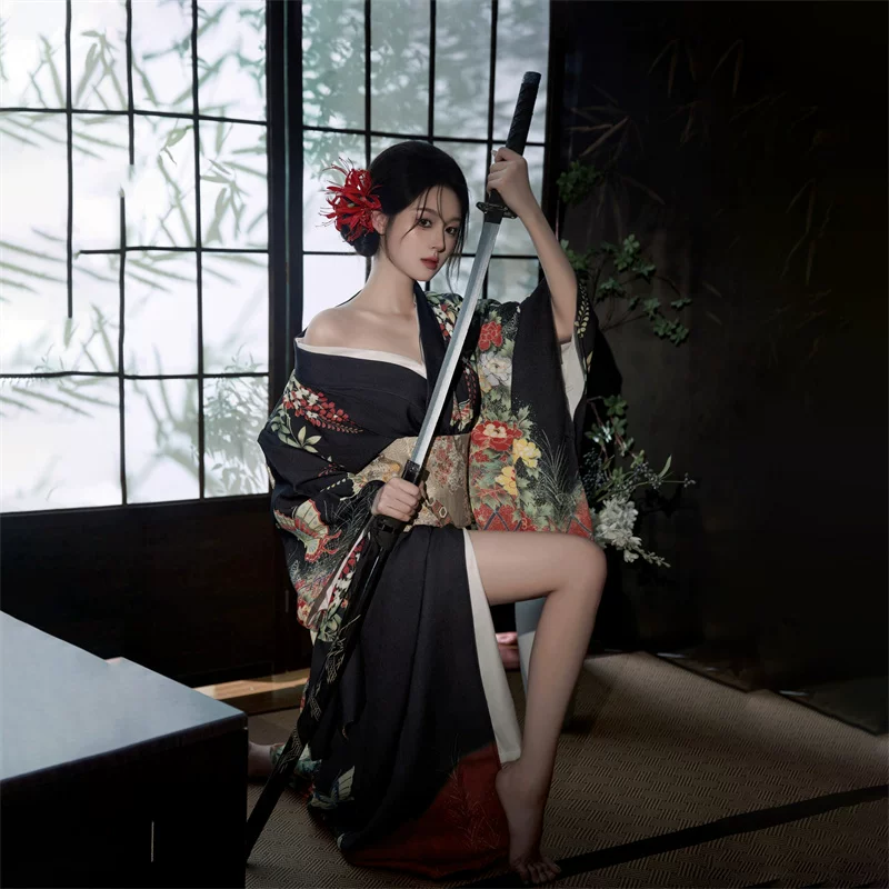 Japanese black bathrobe, set, wide color palette