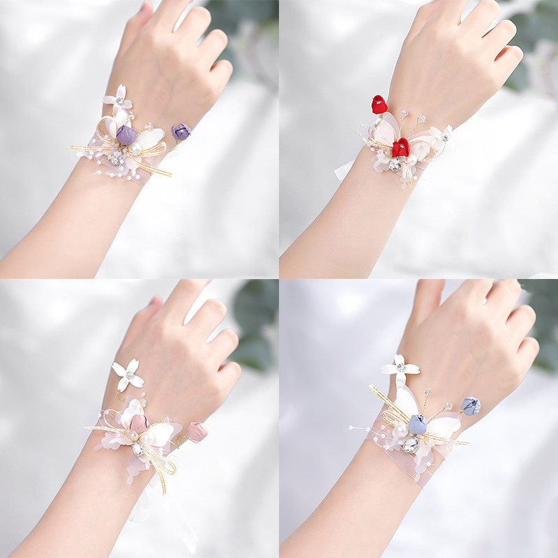 Children's Wrist Flower Girl Flower Girl Bracelet Bracelet Flower Princess Hand Playing Butterfly Garland