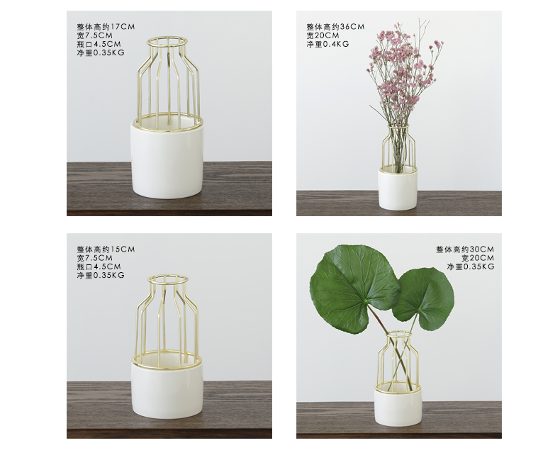 The house ins light key-2 luxury gold furnishing articles, wrought iron ceramic vase, The sitting room simulation flowers, dried flowers, flower arrangement, decoration decoration