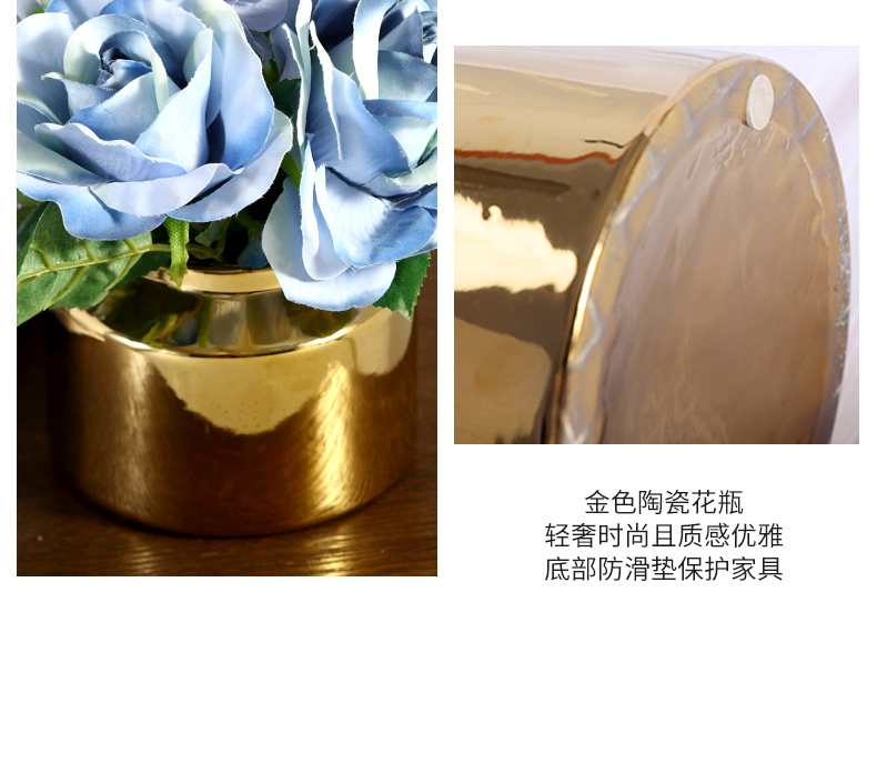 Light key-2 luxury table flower northern wind aureate ceramic vase furnishing articles flower arranging contracted sitting room of modern household soft adornment