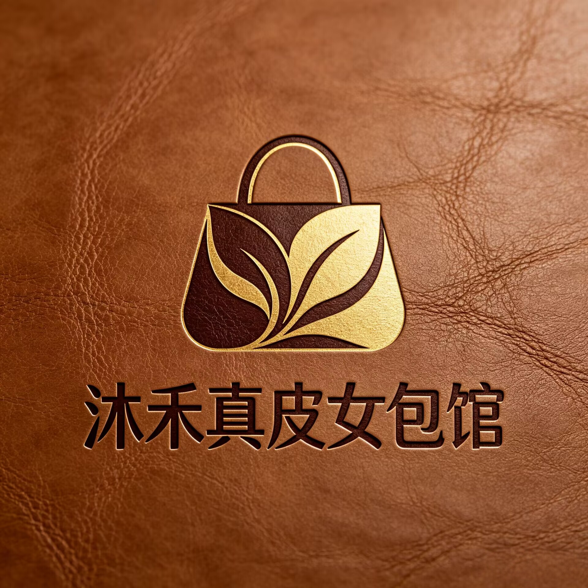 沐禾真皮女包馆的LOGO