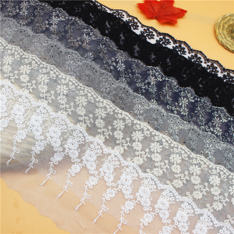 16595 Lace Lace Accessories Mesh Yarn Hand Embroidered Flowers Matching Decorated Down Swing Cuffs Socks Head Yarn Accessories