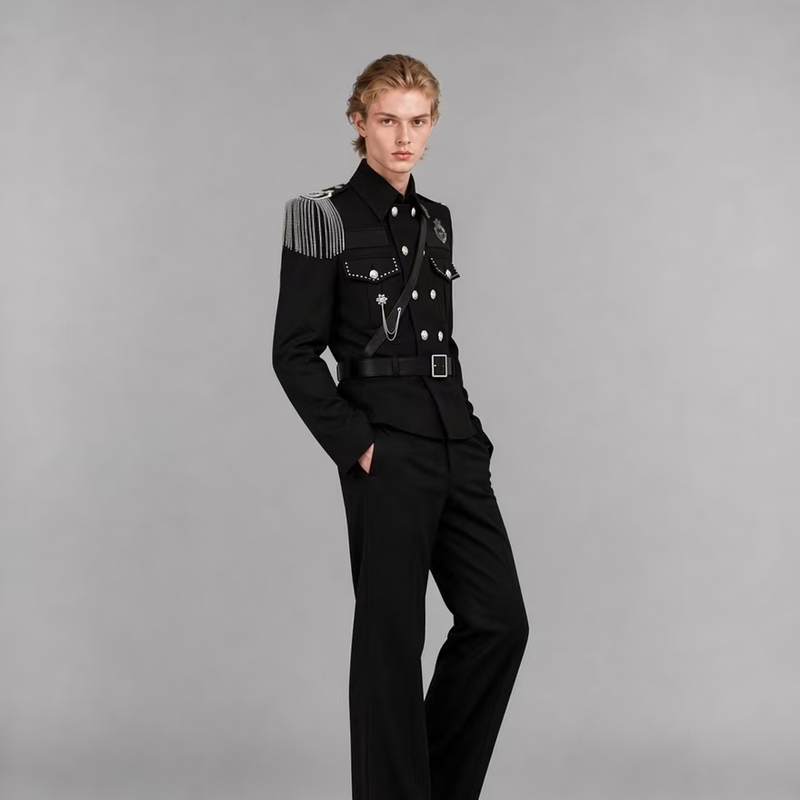 Fredomzone【Ruler】Wide-Shouldered, Narrow-Waisted Celebrity Suit with a Stylish Design, Slim-Fitting Performance Outfit for Men