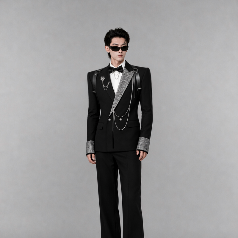 Fredomzone【Star Chain Series I】Wide-Shouldered, Narrow-Waisted Suit with a Stylish Design, Slim-Fitting Performance Outfit for Men Fredomzone【Star Chain Series I】Wide-Shouldered, Narrow-Waisted Suit with a Stylish Design, Slim-Fitting Performance Outfit for Men